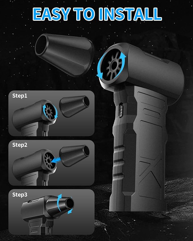 Electric Compressed Air Duster, Rechargeable Portable Air Duster for PC Computer, Cordless Handheld Air Blower with Speed Adjustable Knob, Mini Air Duster for Keyboard, Outdoor Cleaning