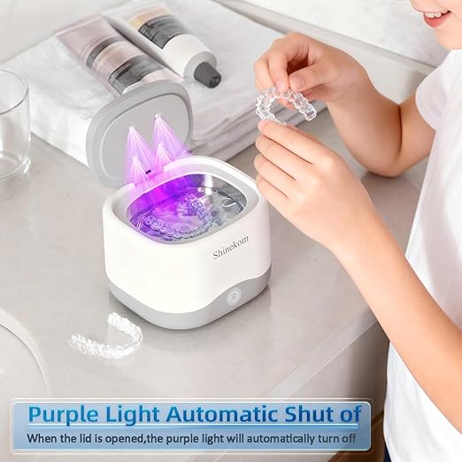 Ultrasonic Retainer Cleaner Machine 45KHz, 230ML Dentures Cleaner Machine with Tablets for Mouth Guards, Aligners, Braces & Jewelry
