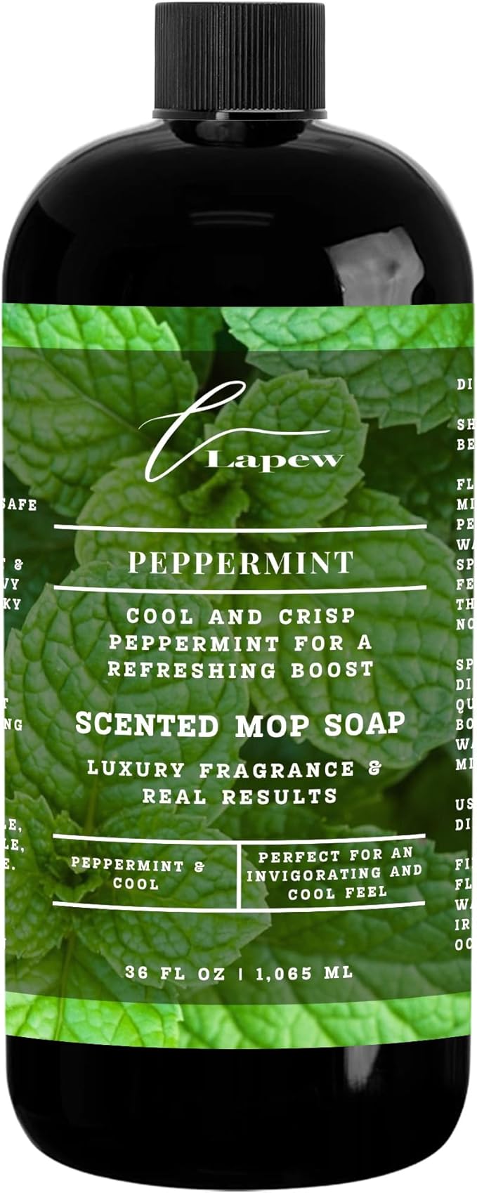 Luxury Floor Cleaner, Scented Mop Soap Concentrate | Hard Floor Cleaner for Tile, Vinyl, Laminate, LVP & Sealed Hardwood | Low-Foam, Streak-Free | 36 oz | Peppermint