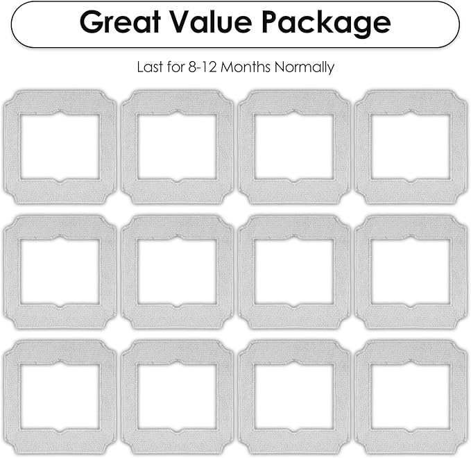 (12 Pack) Replacement Mop Pads Compatible with ECOVACS Winbot Mini Window Cleaning Robot Part No. W-CC02-0012, Washable Mop Cloths Accessories Kit, Mop Pad Refill, Replacement Kit