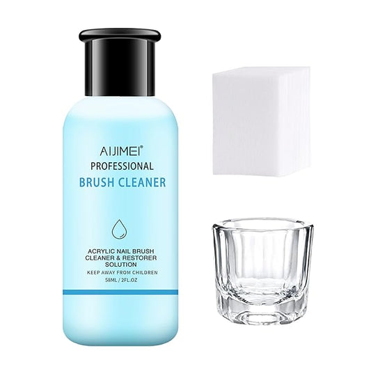 AIJIMEI Nail Brush Cleaner Gel Set Fast Cleaning Nail Brush Cleaner Easy To Use For Salons And Home Use Acrylic Nail Brush Cleaner Nail Art Brushes Cleaner, Paint Nail Brush Cleaner 1.96FL OZ
