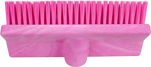 SPARTA 40423EC26 Plastic Floor Scrub Brush, Wall Brush, Equipment Brush With Nonabsorbent Bristles For Industrial Kitchens, Hospitals, Commercial Cleaning, 10 Inches, Pink