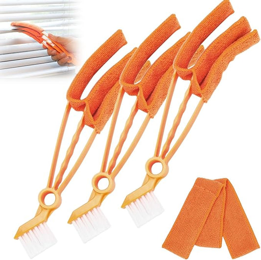 Removable Window Blind Cleaner, 2026 New Duster Brush with Microfiber Sleeves, Blind Cleaner Tools for Blinds Air Conditioner Keyboard Fan Dust (Orange, 3PCS)