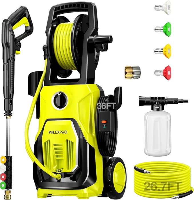 Electric Pressure Washer, 4200PSI 2.8GPM Power Washer with 4 Quick Connect Nozzles, High Pressure Cleaning Machine with Foam Cannon for Cars/Fences/Driveways/Patios/Home Cleaning