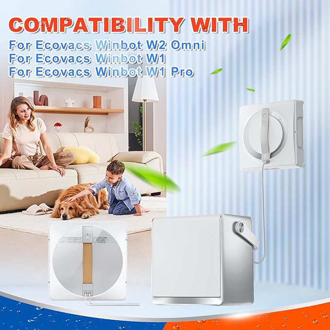 Cleaning Pads Compatible with Ecovacs Winbot W2/W2 Pro Omni W1/W1 Pro Window Vacuum Cleaner Robot, Washable Reusable W2S Omni Mop Pads Accessories 8PCS