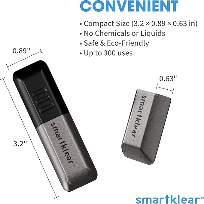 CarbonKlean SmartKlear Smart Phone Screen Cleaner - Compatible with iPhones, Androids, and More - Cleaner with Carbon Microfiber Tech-Black Rubber & Silver Metallic-1 Count (Pack of 1)