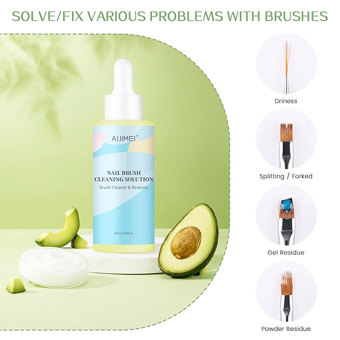 AIJIMEI Acrylic Nail Brush Cleaner Gel, Camellia Gel Nail Brushes Cleaner for Solid Gel Polish Brush Clean and Care Nail Brush Use for DIY and Salon (60ml-Camellia)