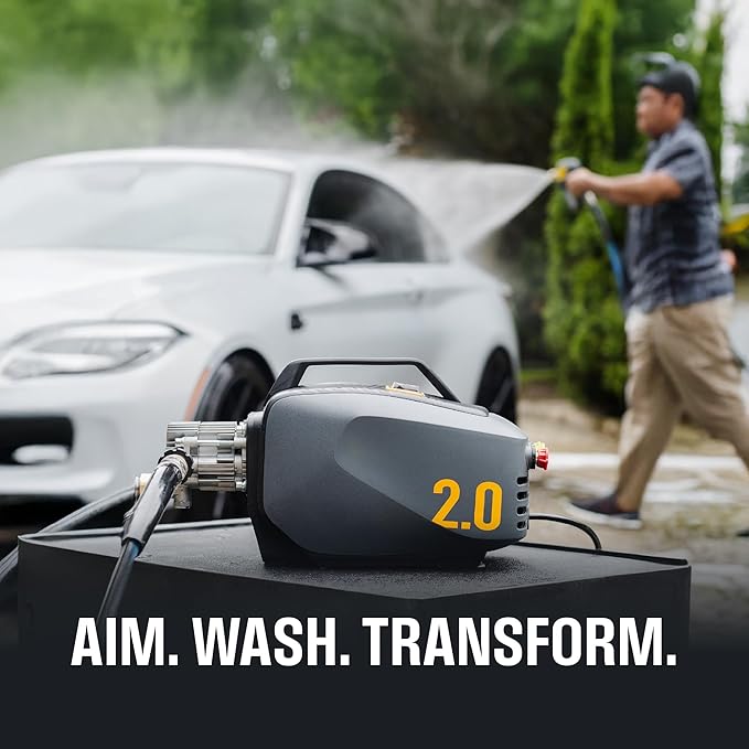 Active 2.0 Electric Pressure Washer – 2.0 GPM high Pressure Washer for DIY at Home car wash, Detailing and Other Cleaning transformations with 1800 Peak PSI