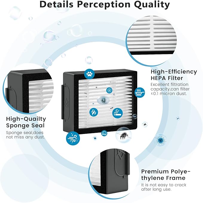 6 Pack Roomba Filters Fit for i-Robot Roomba I J E Series E5 E6 E7 i3 i3+ i4 i6 i6+ i7 i7+ i8 i8+ j7 j7+ Robot Vacuum Cleaners High-Efficiency Filter with 1 Cleaning Brush by Puxyblue