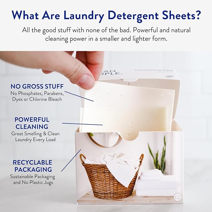 The Clean People Laundry Detergent Sheets - Laundry Soap - Ultra Concentrated, Recyclable Packaging, Stain Fighting - Fresh Scent, 96 Pack