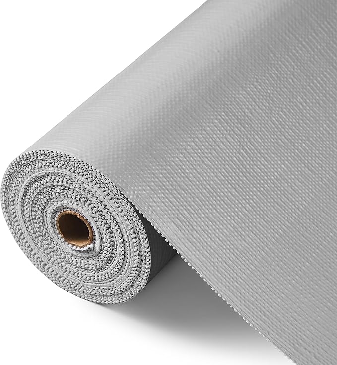 Drawer and Shelf Liner, Non-Slip Kitchen Cabinet Liners Non-Adhesive Thick Strong Grip Waterproof Washable Mats Protect Dresser Shelves Cupboard Bathroom Cabinets, Light Gray, 24 in X 30 FT