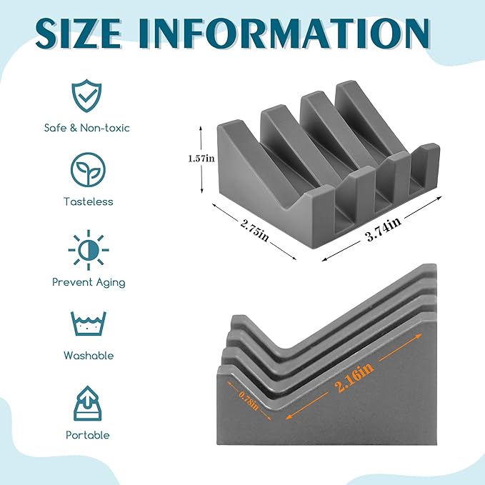 Self Draining Soap Dish Holder,Silicone Soap Dish,for Bathroom,Kitchen, Sponges，Can Extend Soap Life，Keep Soap Bars Dry and Easy Cleaning (Grey,4-Pack)