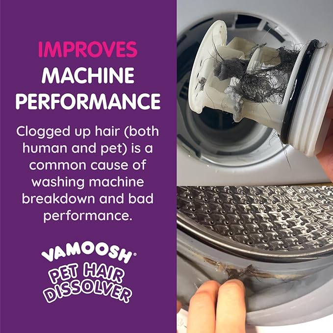 Vamoosh Pet Hair Dissolver | No Harmful Chemicals | Safe for Pets | Patented Pet Hair Dissolving Formula | Leaves no Residue | Removes Odor | Dissolves Dog, Cat & Animal Fur |100g (Pack of 18)