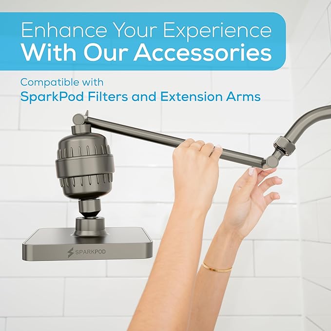 SparkPod Shower Head - High Pressure Rain - Premium Quality Luxury Design - 1-Min Install - Easy Clean Adjustable Replacement for Your Bathroom Shower Heads (Elegant Brushed Nickel, 6 Inch Square)