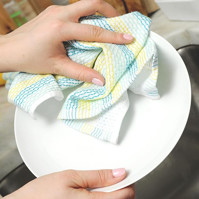 Full Circle Tidy 100% Organic Cotton Dish Cloths, Set of 3, Spring Green