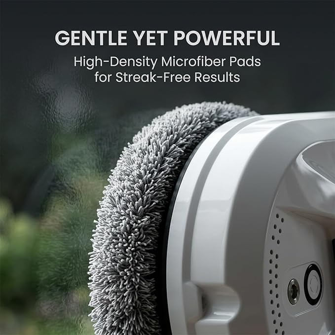 Automatic Smart Window Cleaning Robot, 90W Robot Window Cleaner with Dual Spinning Pads, AI Smart Path, Smart Spray, Remote Control, 20-Min Backup Power for Glass, Mirrors & Smooth Tile