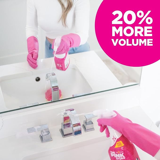 Stardrops - The Pink Stuff Miracle Bathroom Foam Cleaner,30 fl oz – Now 20% More! Powerful Foaming Action for Showers,Sinks,Tubs & Tiles – Removes Soap Scum,Limescale & Grime with Ease,(Pack of 3)