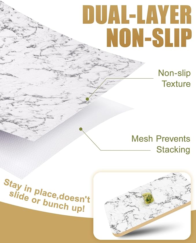 Shelf Liners for Kitchen Cabinets Non-Adhesive, Non-Slip Thickened Shelf Paper Waterproof Washable for Drawer Dresser Pantry Shelve Bathroom Protector Liner
