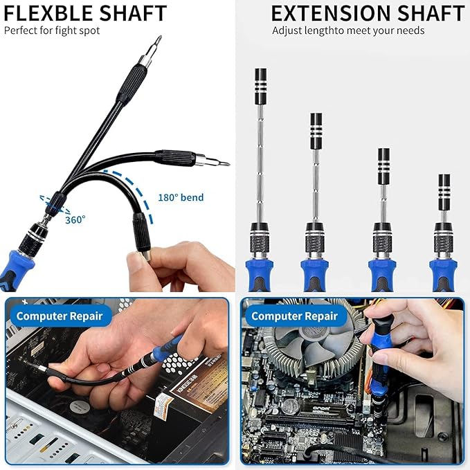 80 IN 1 Professional Computer Repair Tool Kit, Precision Screwdriver Set with 56 Bits, Magnetic Screwdriver Set for Laptop, PC, MacBook, Tablet, iPhone, PS4, Electronics, Gamer Tech Gifts for Men
