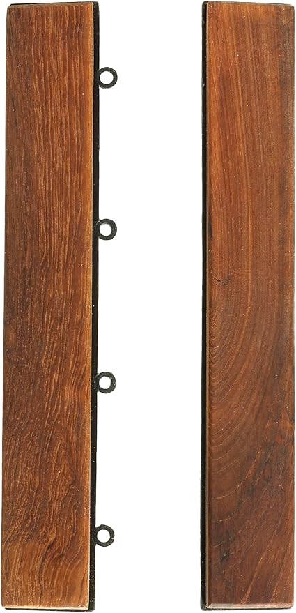 Bare Decor EZ-Floor End Trim Piece Interlocking Flooring in Solid Teak Wood (Set of 2)