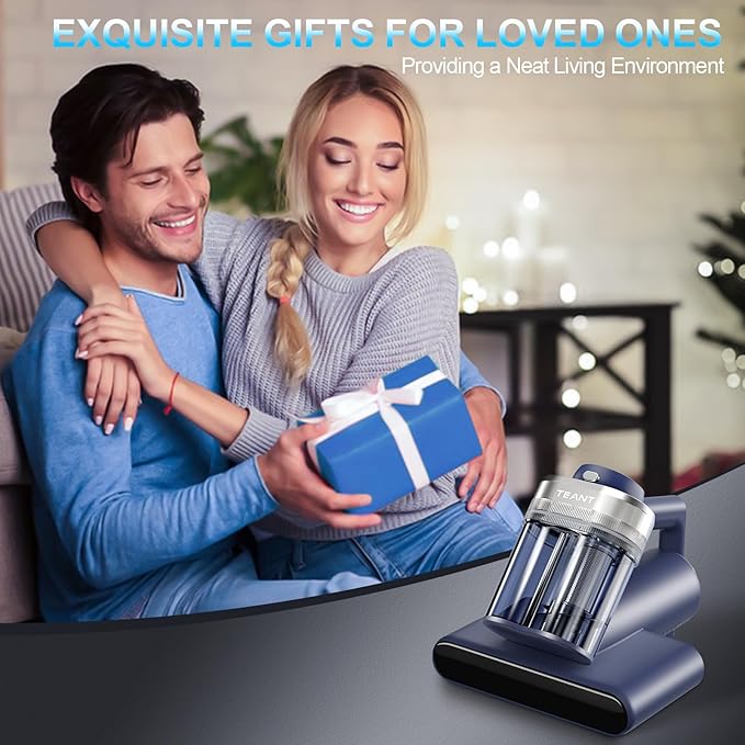 Mattress Vacuum Bed Vacuum Cleaner with 253.7nm UV-C Light, Hyper Helix Motor with 16kPa Strong Suction & 33000 RPM/Min Tapping, HEPA Filter, 149℉ Heat & Ultrasonic & Anion for Bed and Pet.