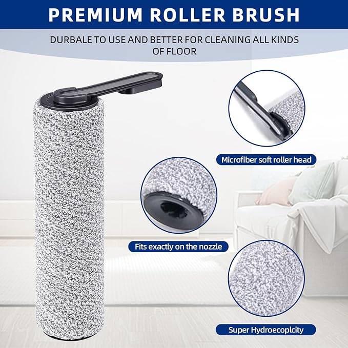 Floor ONE S5 Brush Roller and HEPA Filter Replacement, Compatible with Tineco S5 / S5 Pro /S5 Pro 2 / S5 Blue Cordless Wet Dry Vacuum Cleaner - 2 Brush Rollers + 6 Vacuum Filters + 1 Cleaning Tool