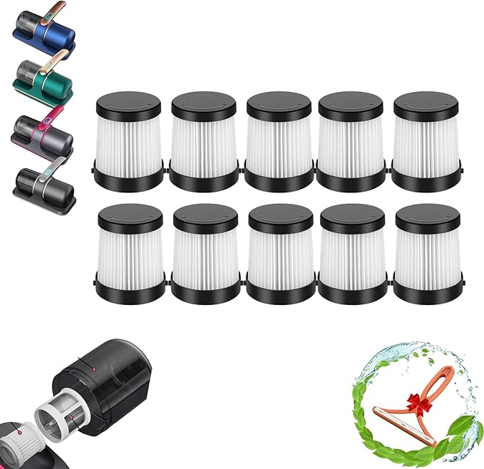 Pure Sleepy, Puresleepy Pro Bed Vacuum, Pure Sleepy Handheld Vacuums, Cordless Handheld Vacuums for Mattres, with Washable Filter (10Pcs Filter Elements)