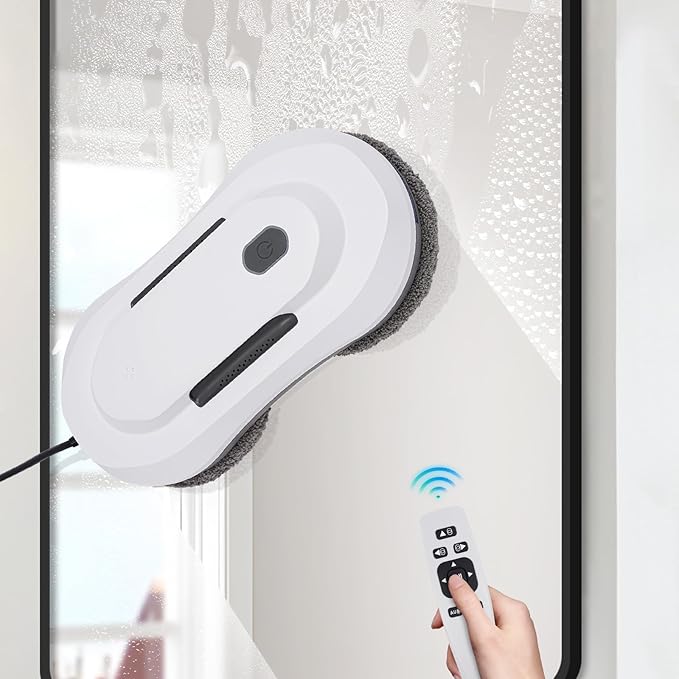 Window Cleaner Robot 2800pa Electric Window Cleaning Machine with Intelligent Navigation and Edge Detection Remote Control Window Washer Robot Smart Window Cleaner Glass Cleaning Robot
