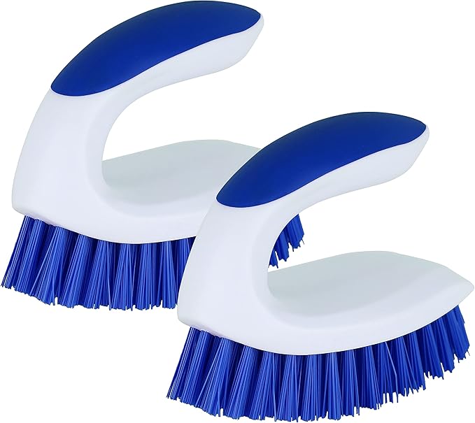 PHYEX 2 Pack Scrub Brushes, Cleaning Brush with Stiff Bristles, Handheld Scrubber for Bathroom, Shower, Tile, Carpet, Bathtub & Floor