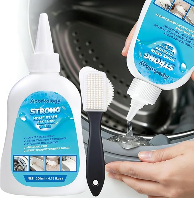Home Stain Cleaner Gel, Heavy Duty Bathtub Stain Remover for Washing Machine, Toilet, Bathroom Grout, Bathtub, Kitchen Sinks, Tile, Door & Window Tracks (200ml)