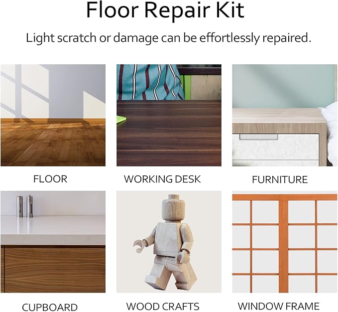 Ejoyous Laminate Floor Repair Kit, Hardwood Floor Repair Kit, 11 Color Floor Wax Wood Floor Furniture Repair Kit Scratches Mending Tool Set for Floors, Worktops, (1)
