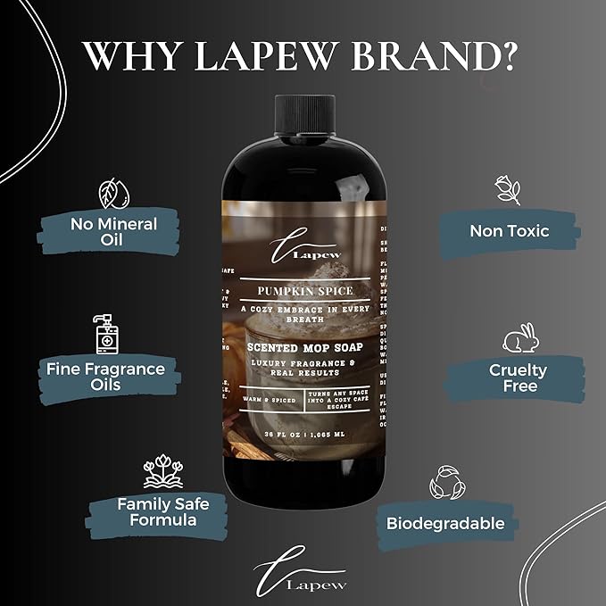 Luxury Floor Cleaner, Scented Mop Soap Concentrate | Hard Floor Cleaner for Tile, Vinyl, Laminate, LVP & Sealed Hardwood | Low-Foam, Streak-Free | 36 oz | Pumpkin Spice
