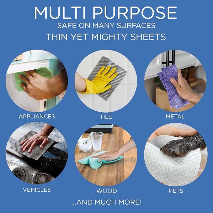 LOLA Swedish Dishcloths for Kitchen XL, 12 Sheet Roll, Biodegradable & Compostable, Reusable Paper Towel Cleaning Cloths, 11" x 10", No Odor, Washing Dishes, Ultra Absorbent Cellulose Sponge Towel