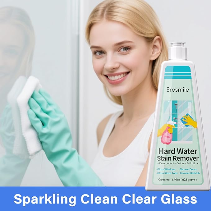 Hard Water Stain Remover, Shower Glass & Shower Door Cleaner, Removes Calcium Build Up for Toilet Bowl & All Household Cleaner -16.91oz