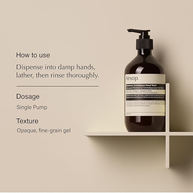 Aesop Reverence Aromatique Hand Wash | Woody, Earthy, Smoky | Gentle Exfoliating Cleanser For Renewed Skin | 500mL / 16.9 oz (Pack of 3)