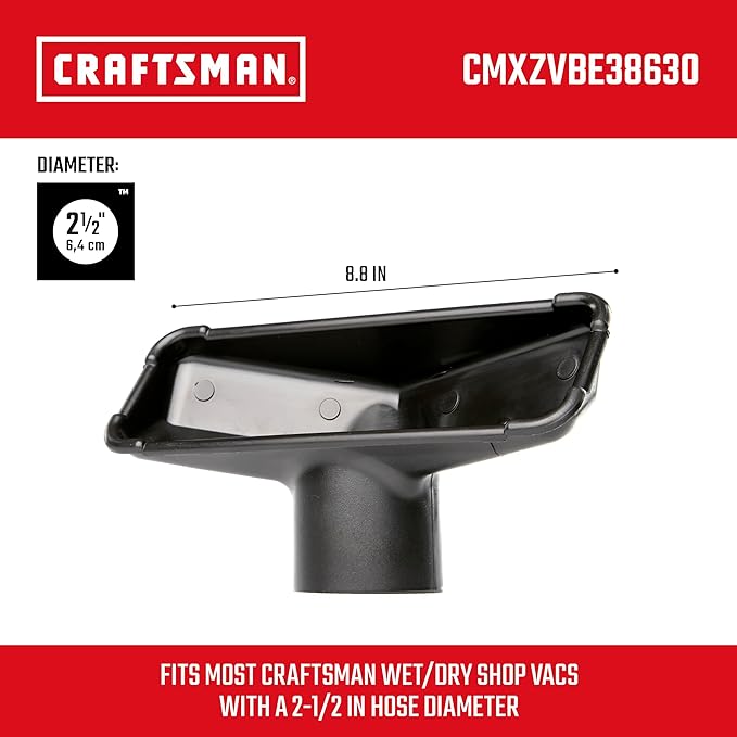 CRAFTSMAN CMXZVBE38630 2-1/2 in. Utility Nozzle Wet Dry Vac Attachment, Industrial-Grade Shop Vacuum Accessory for Cleaning Hard Surfaces, Fits 2-1/2 in. Hose Diameter