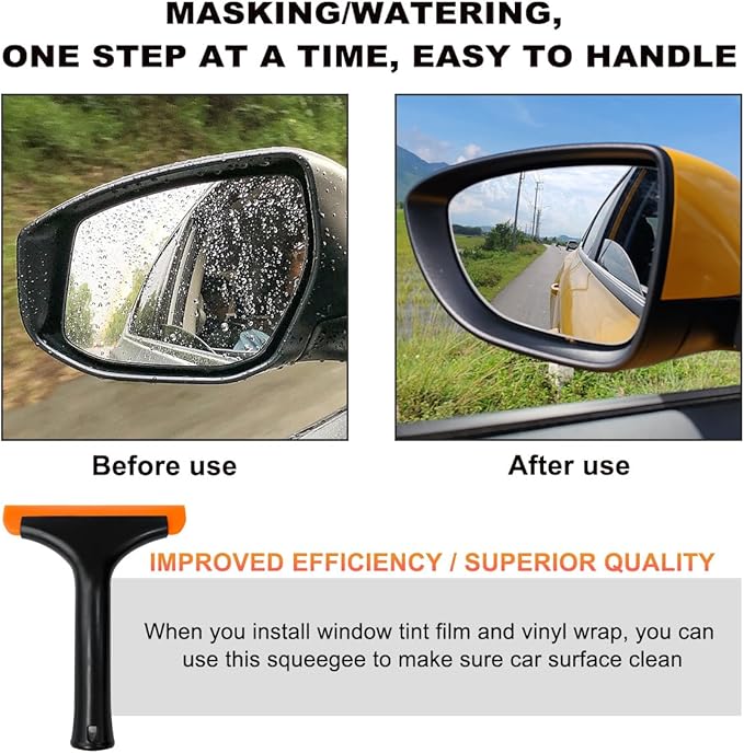 2 PCS Small Silicone Window Squeegee, 5.9 Inch Car Windshield Water Blade Squeegee with Non-Slip Handle, All-Purpose Cleaning Squeegee for Car Windshield, Window, Mirror (Black+Black Green)