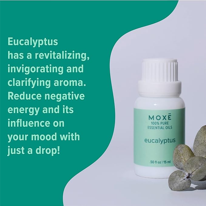 MOXĒ Eucalyptus Aromatherapy Gift Set, Essential Oil, Shower Steamer Spray, Portable Nasal Inhalers, Diffuser Essential Oil, Sinus & Congestion Relief, Therapeutic Grade, Made in USA