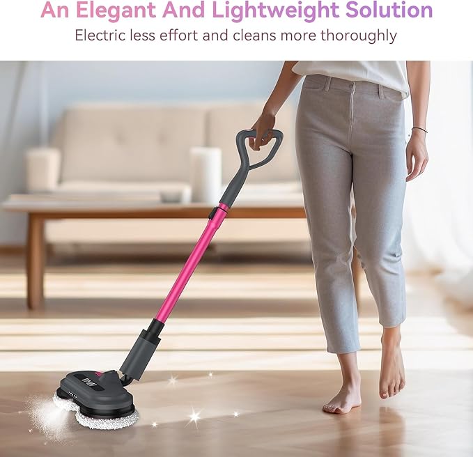 VMAI Cordless Electric Mop for Floor Cleaning, Self-Propelled Spin Mop with LED Headlight & Water Spray, Up to 60 Mins Detachable Battery, 300ML Tank for Hardwood Tile Laminate Marble Floor
