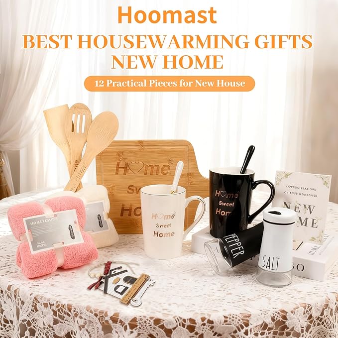 House Warming Gifts New Home, 12 Pcs Housewarming Gift Ideas, New House Gift Basket for Homeowners Couples Women, Closing Gifts for Home Buyers