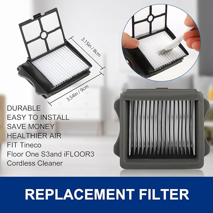 Ifloor3 Roller Brush Replacement for Tineco iFloor 3 and Floor One S3 Cordless Wet Dry Vacuum Cleaner, 2 Brush Roller, 2 HEPA Filters