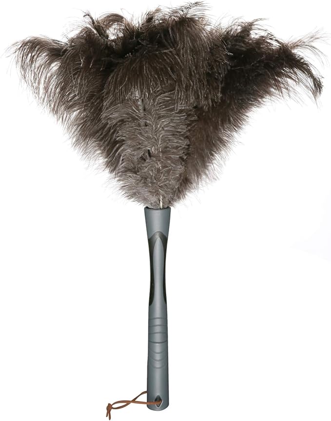 Ostrich Feather Duster, Big and Soft and Fluffy Microfiber Duster,22 inch (Gray)