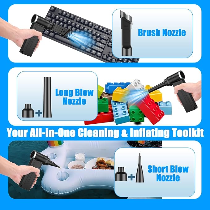 Electric Compressed Air Duster -120000RPM Super Power Cordless Air Duster, Rechargeable Brushless Motor Durable Blower, 4-Gear Adjustable Dust Blower for Computer,PC,Keyboard Charging