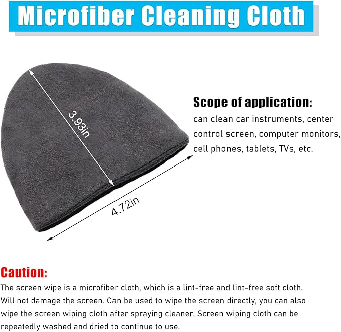 Car Screen Cleaner, 4.72×3.93" Triangle Microfiber Auto Screen Cleaning Pad, Foldable Touch Screen Cleaner Cloth for Vehicle Dashboard LCD Display, Interior Car Accessories