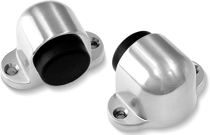 1.3 Inch / 33mm Heavy Duty Floor Door Stopper, Floor Mount Door Stop with Silent Rubber Bumper, Stainless Steel Brushed Finish - Pack of 1