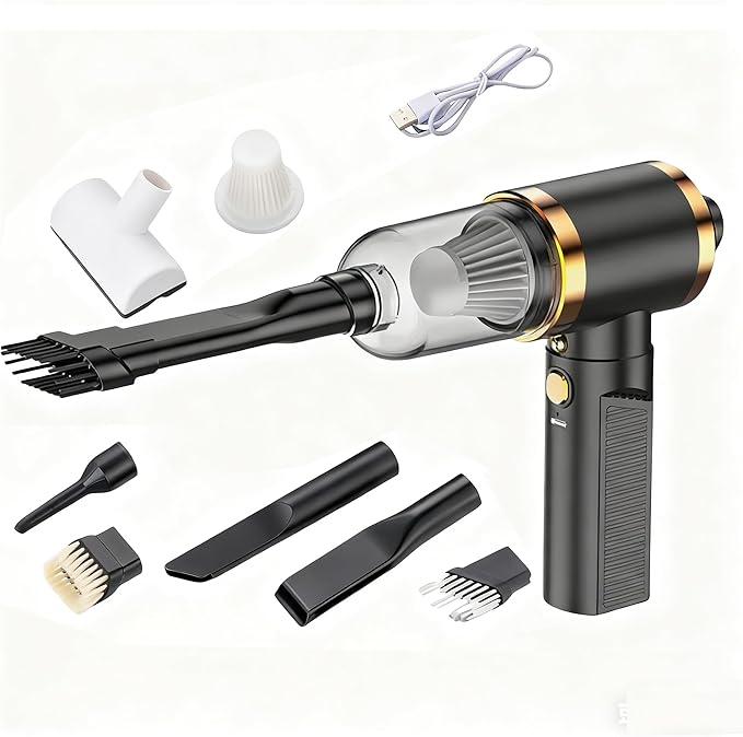 Car Vacuum Portable Cordless,Car Vacuum Cleaner high Power, Home Handheld Vacuum 30Mins with Battery,Black Vacuum Cordless 5000mAh,15000Pa Strong Suction.(Black)