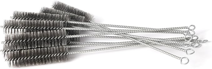 12 Inch Pipe Cleaning Brush Set with Stainless Steel Bristles, Steel Wire Tube Brush Kit for Auto Parts Polishing, Machining, Bottles, Tubes, Etc.（25mm-5pcs）