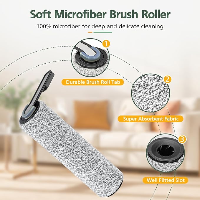 2+4 Pack S5/ S5 Pro Brush Roller and HEPA Filter Set Compatible with Tineco Floor ONE S5/ Floor One S5 Pro Cordless Wet Dry Vacuum Cleaner, 2 Pack Brush Rollers + 4 Pack Vacuum HEPA Filters