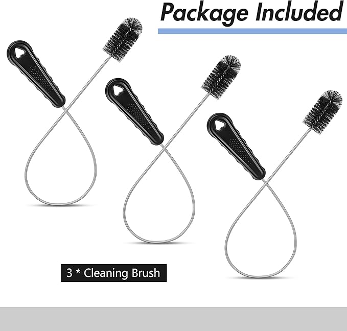 3 Pcs Condensate Trap Flexible Drain Brush, 16 Inch AC Drain Line Cleaning Brush for AC & HAVC Condensate P Trap, Black