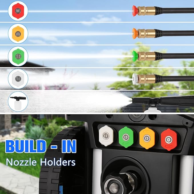 5000PSI 4.0GPM Heavy Duty Electric Pressure Washer with 33 FT Extension Hose, 4 Quick Connect Nozzles and Foam Cannon for Cars/Fences/Driveways/Patios/Home Cleaning, Deep Blue